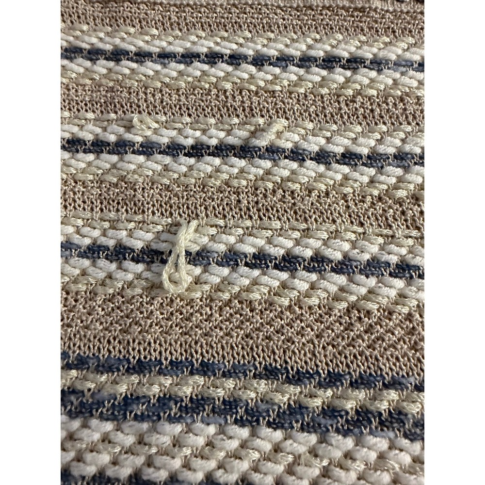 Chico's Open Front Knit Vest Neutral Stripe Short Sleeve Cotton Blend Size 2 - Picture 4 of 7
